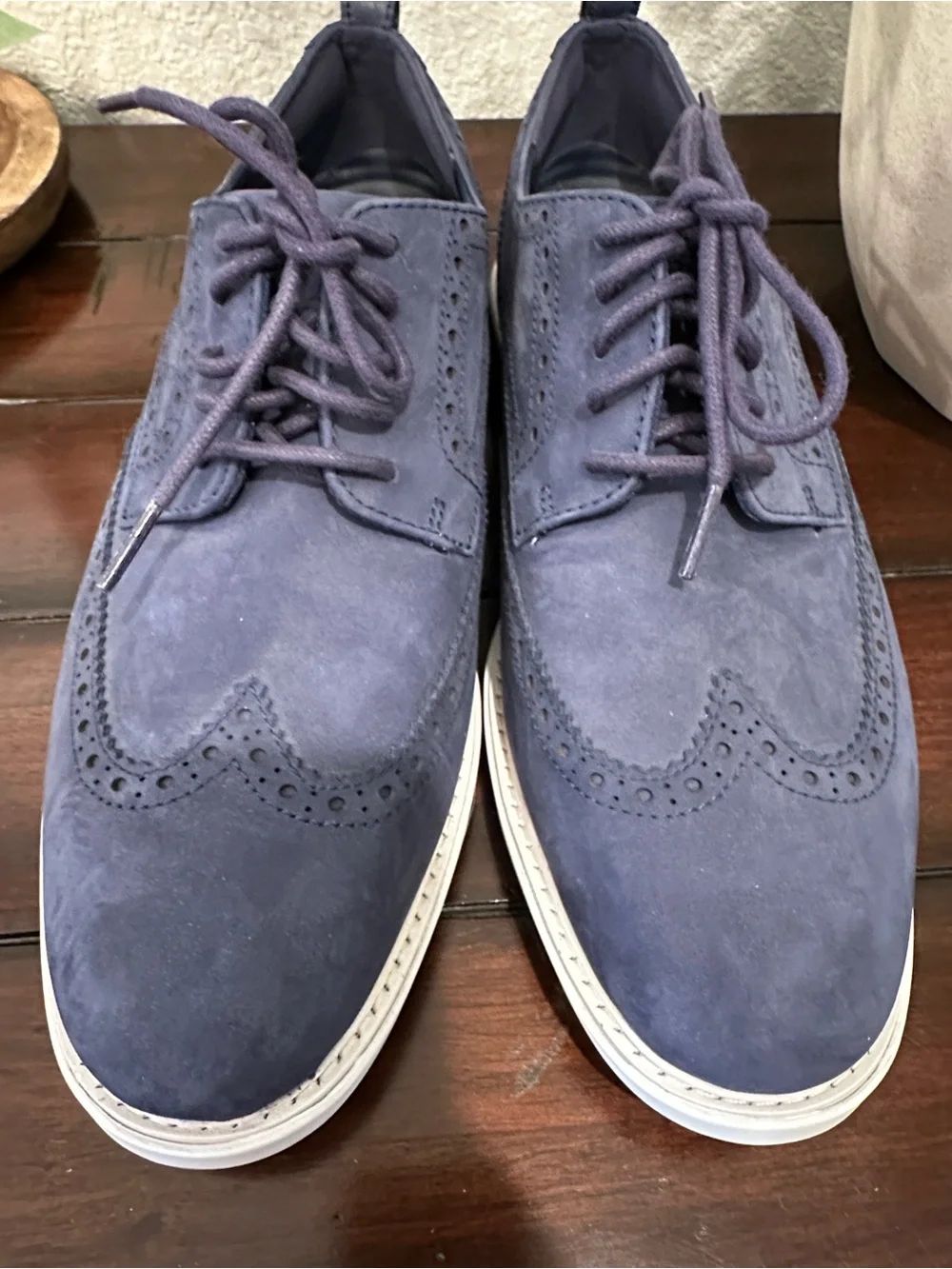 Cole Haan Navy Suede Brogue Derby Shoes NWOT